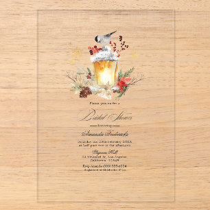 Invitations En Acrylique Lanterne rustique d'hiver Mariage transparent