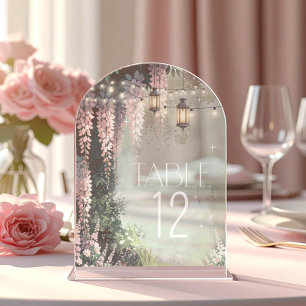 Invitations En Acrylique Lanternes de jardin enchantées Sweet 16 rose ID116