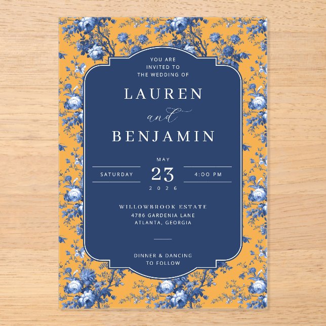 Invitations En Acrylique Lapis Rose Wedding (Recto)
