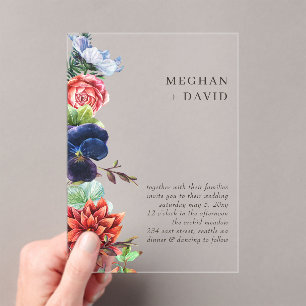 Invitations En Acrylique L'aquarelle rustique fleurit le Mariage floral
