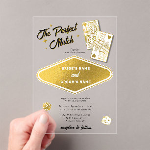 Invitations En Acrylique Las Vegas Destination Parfait Match Mariage Gold