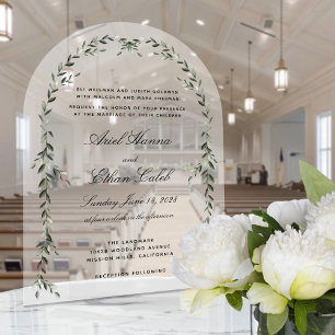 Invitations En Acrylique Laurel Leaf Archway Mariage élégant