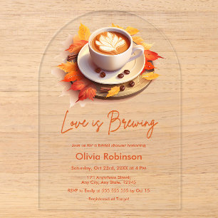 Invitations En Acrylique L'automne L'amour est en train de préparer un café