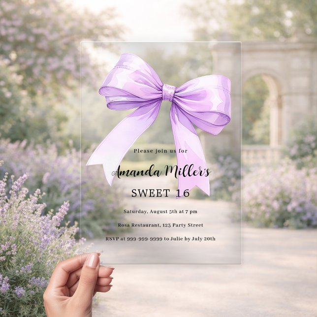 Invitations En Acrylique Lavande crème arc clair Sweet 16 (Créateur téléchargé)