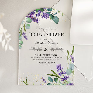 Invitations En Acrylique Lavande Eucalyptus Baby Shower de Mariée