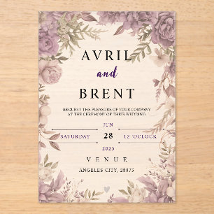 Invitations En Acrylique Lavender Dreams Floral Mariage Acrylique Invitatio