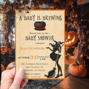 Invitations En Acrylique Le bébé d'Halloween brasse le Baby shower sorcier