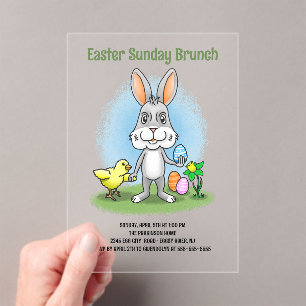 Invitations En Acrylique Le brunch du dimanche de Pâques du lapin de Pâques
