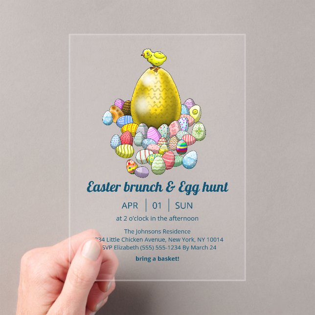 Invitations En Acrylique Le brunch et la chasse aux œufs du poulet de Pâque (In situ (ordinateur de poche))