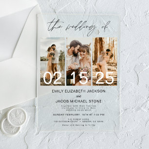 Invitations En Acrylique Le Mariage de la photo Simple Minimaliste Blanc