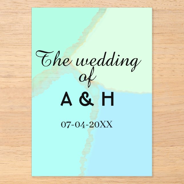 Invitations En Acrylique Le mariage du nom de couple lettre initiale date (Recto)