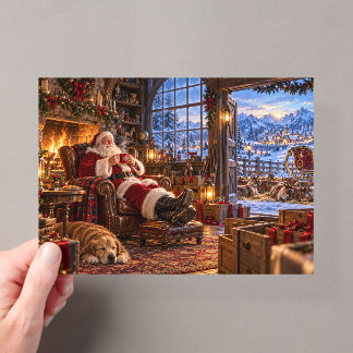 Invitations En Acrylique Le matin après le Père Noël et le renne de Noël