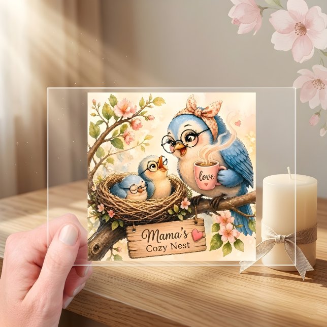 Invitations En Acrylique Le nid douillet de maman  (Créateur téléchargé)