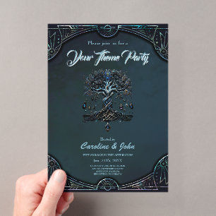 Invitations En Acrylique L'Éclat de l'Arbre de Vie les Gemmes de l'Âme