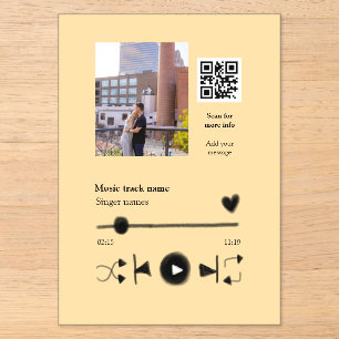 Invitations En Acrylique Lecteur de musique couple personnalisé code q r te