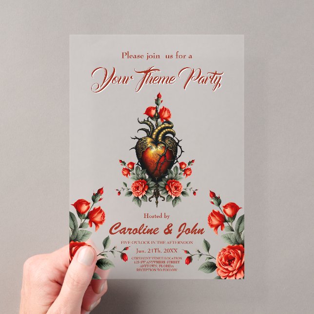Invitations En Acrylique L'élégance gothique du coeur (In situ (ordinateur de poche))