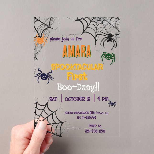 Invitations En Acrylique Les araignées d'Halloween Anniversaire Halloween  (In situ (ordinateur de poche))