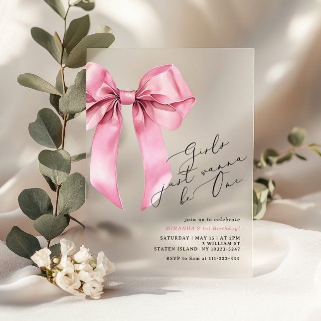 Invitations En Acrylique Les filles veulent juste être un garçon rose 1er a (Créateur téléchargé)