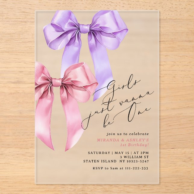 Invitations En Acrylique Les filles veulent juste être une fille jumelle 1e (Recto)