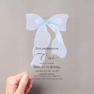 Invitations En Acrylique Les Filles Veulent Juste un Ruban Bleu pour leur 1