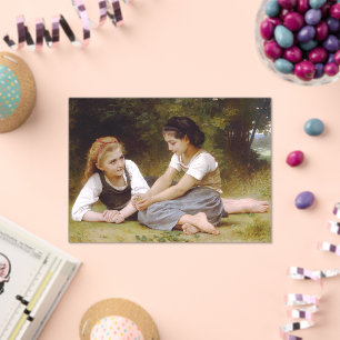 Invitations En Acrylique Les Noisettes : Jeunes Filles ramassant des noiset