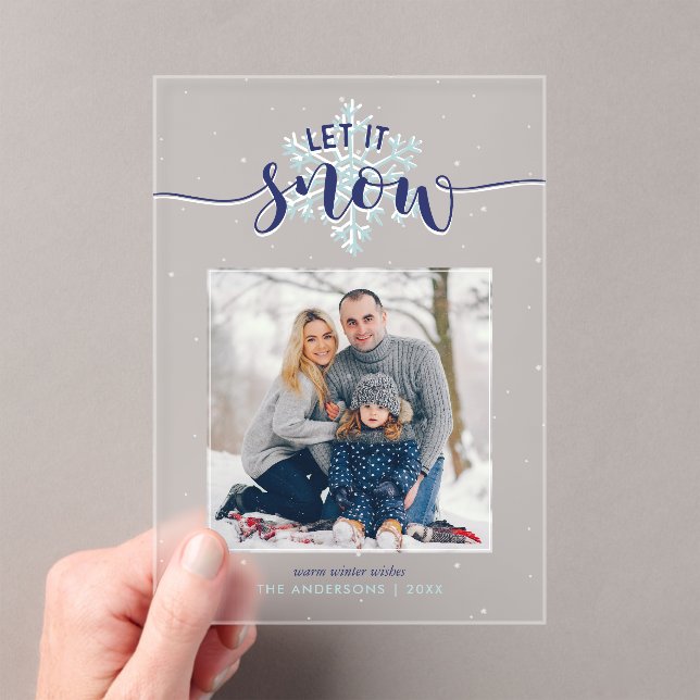 Invitations En Acrylique "Let It Snow" Festive Photo Holiday (In situ (ordinateur de poche))