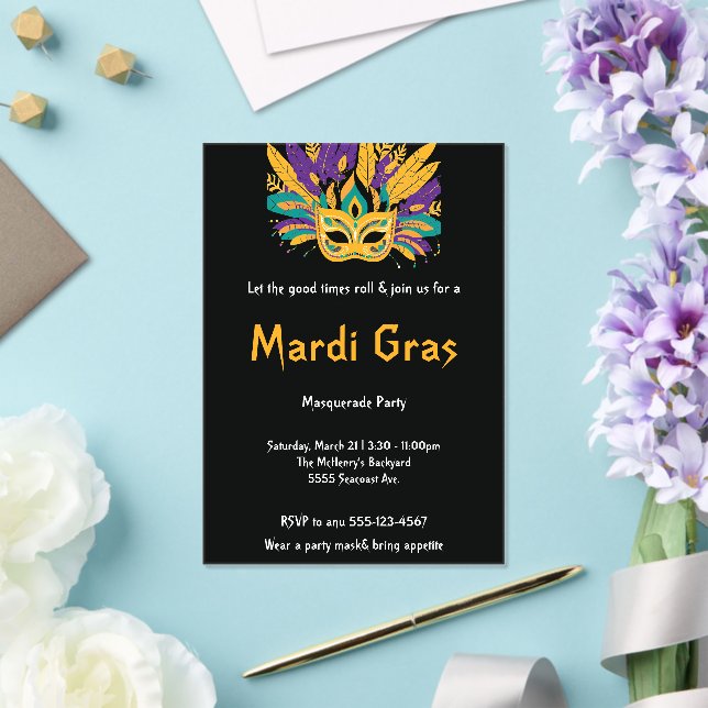 Invitations En Acrylique "Let the Good Times Roll : Mardi Gras Celebration" (Insitu (Mariage))