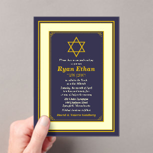 Invitations En Acrylique L'étoile de David Bar Mitzvah