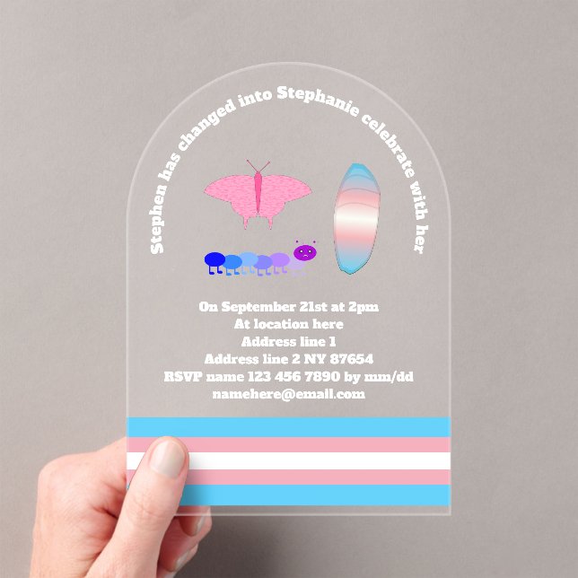 Invitations En Acrylique LGBTQIA Transgenre Fierté Caterpillar to Butfly (In situ (ordinateur de poche))