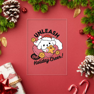 Invitations En Acrylique Libérez la Joie des Fêtes – Chien Mignon de Noël
