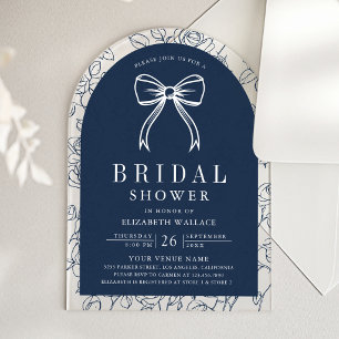 Invitations En Acrylique Ligne artistique bleu marine Coquette Nœud Papillo