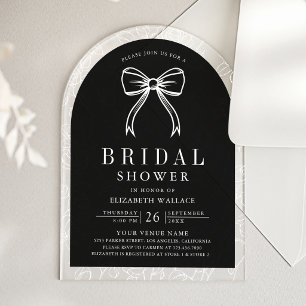 Invitations En Acrylique Ligne artistique en noir et blanc Coquette Nœud Pa