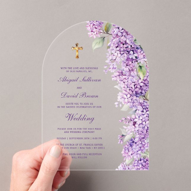 Invitations En Acrylique Lilac Arch Religious Wedding (In situ (ordinateur de poche))