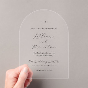 Invitations En Acrylique Lilliana Elegant Modern Wedding Enregistrer la dat