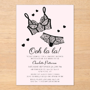 Invitations En Acrylique Lingerie Fête des mariées Panty Bachelorette
