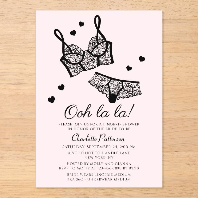 Invitations En Acrylique Lingerie Fête des mariées Panty Bachelorette (Recto)