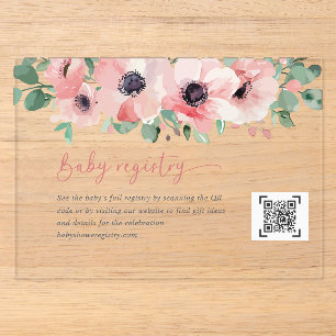 Invitations En Acrylique Liste de naissance pour une Baby Shower Rose Bloom