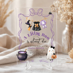 Invitations En Acrylique Little Boo est prévue Fille Linge bébé shower