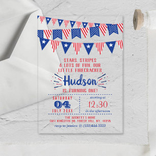 Invitations En Acrylique Little Firecracker 4 juillet 1ère fête d'anniversa