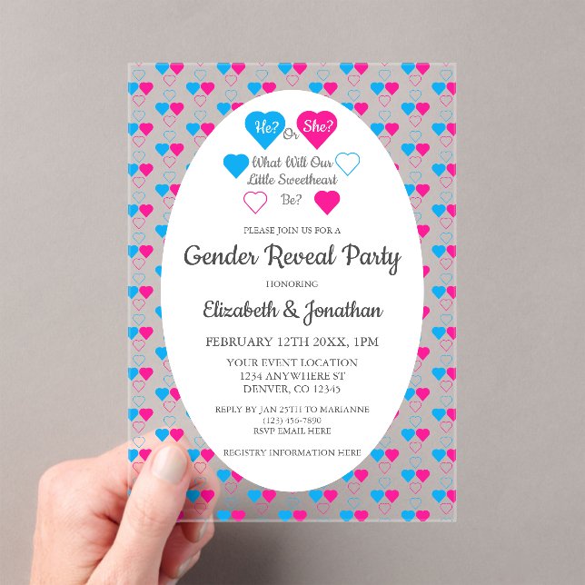 Invitations En Acrylique Little Sweetheart Valentine's Day Gender Reveal (In situ (ordinateur de poche))