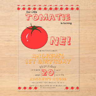Invitations En Acrylique Little Tomatie Fait Son Premier Anniversaire Cute