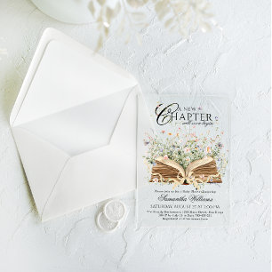 Invitations En Acrylique Livre Fleur Sauvage Un Nouveau Chapitre Commence B