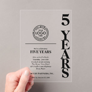 Invitations En Acrylique Logo du 5e anniversaire de Modern Business