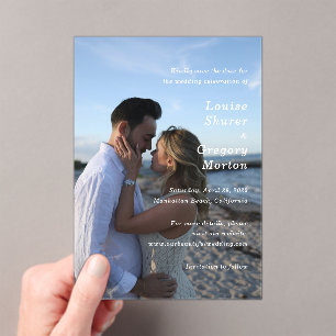 Invitations En Acrylique Louise Photo simple Mariage moderne Enregistrer la