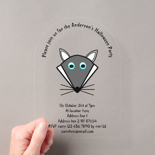 Invitations En Acrylique Loup de Halloween mignon personnalisé