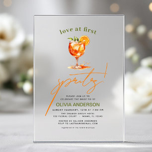 Invitations En Acrylique Love at First Spritz Orange Enterrement de Vie de 