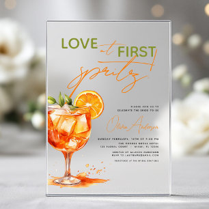Invitations En Acrylique Love au premier Spritz Orange Enterrement de Vie d