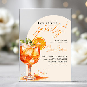 Invitations En Acrylique Love au premier Spritz Orange Enterrement de Vie d