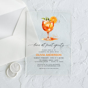 Invitations En Acrylique Love au premier Spritz Orange Enterrement de Vie d