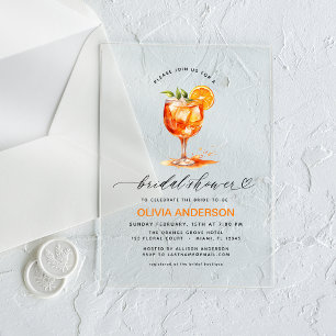 Invitations En Acrylique Love au premier Spritz Orange Enterrement de Vie d